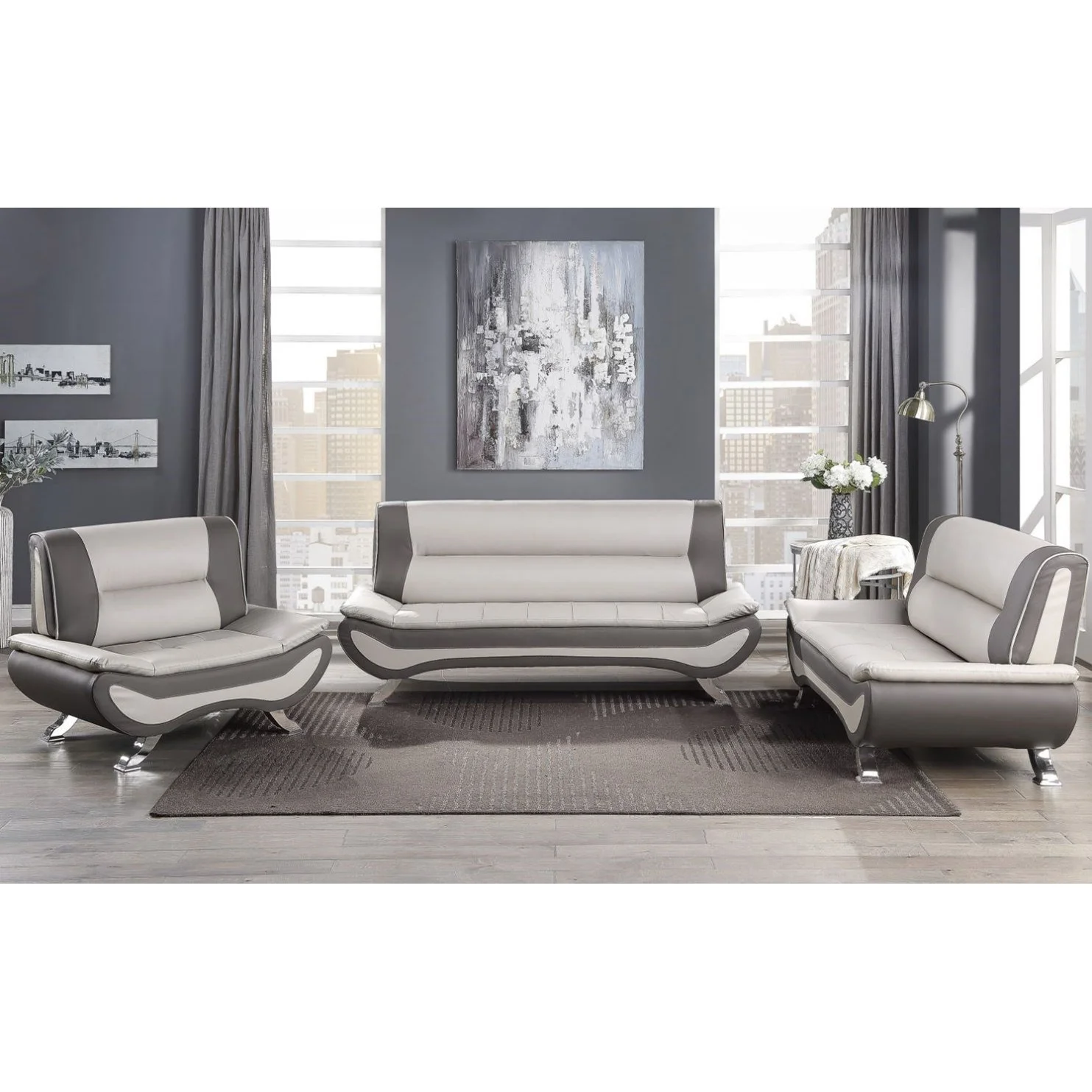 Veloce 8219BEG*3 Contemporary 3Piece Living Room Set American